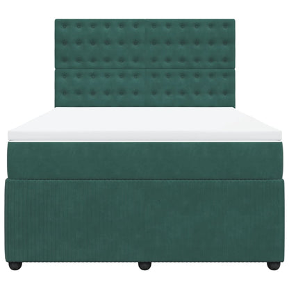 Boxspring met matras fluweel donkergroen 140x200 cm