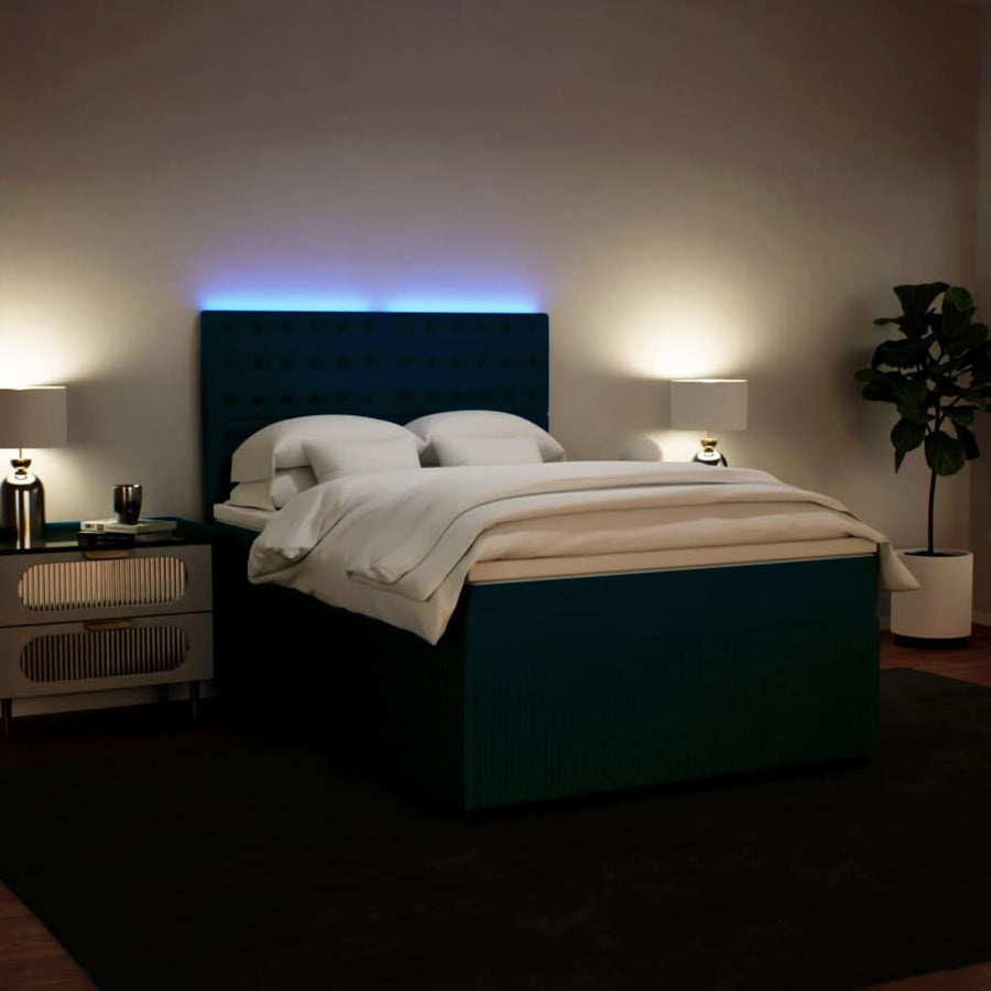 Boxspring met matras fluweel blauw 140x200 cm