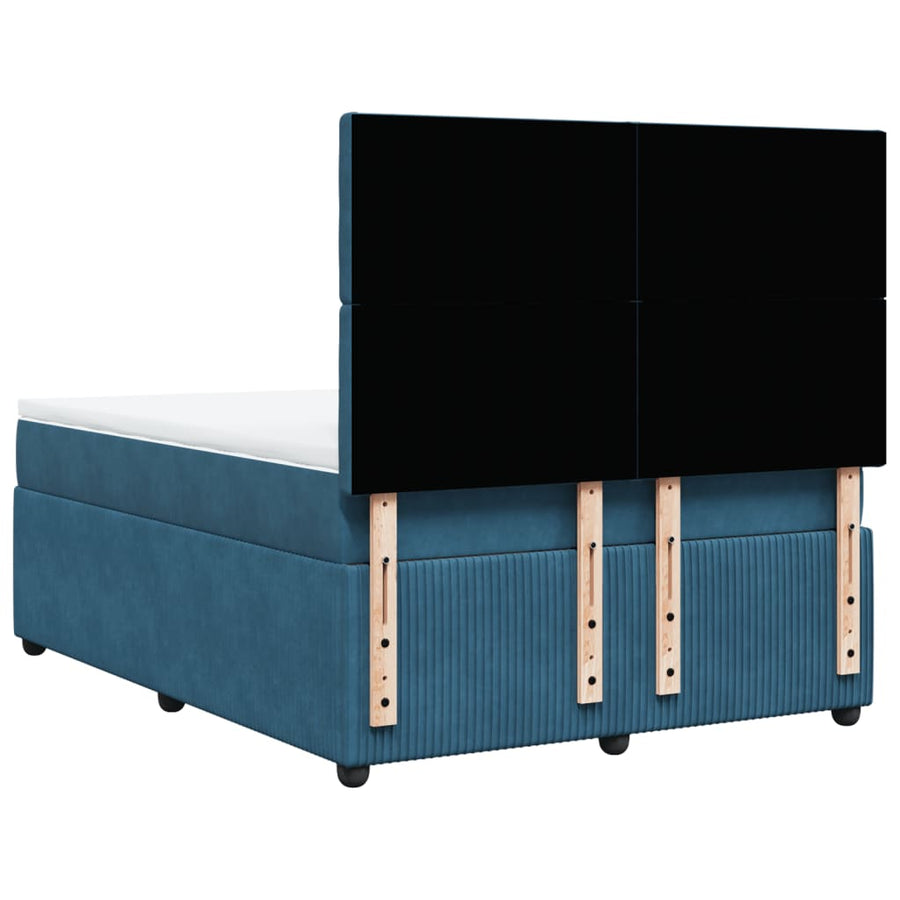 Boxspring met matras fluweel blauw 140x200 cm