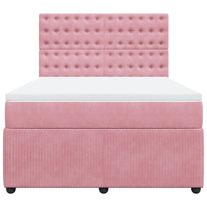 Boxspring met matras fluweel roze 140x200 cm