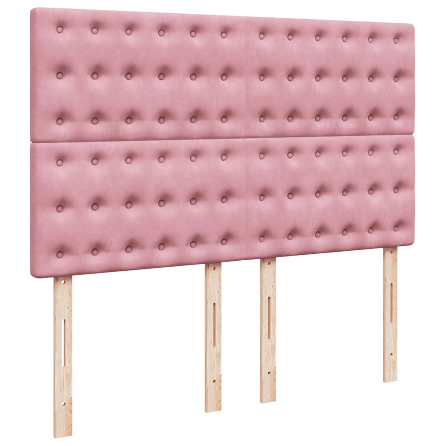 Boxspring met matras fluweel roze 140x200 cm
