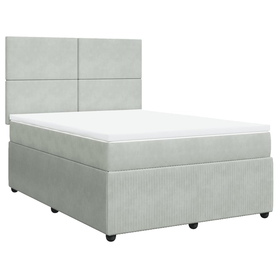 Boxspring met matras fluweel lichtgrijs 160x200 cm