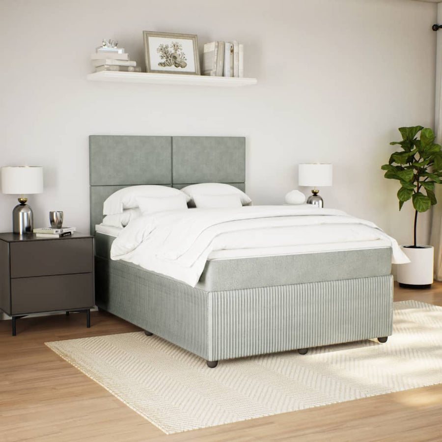 Boxspring met matras fluweel lichtgrijs 160x200 cm