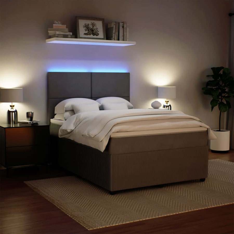 Boxspring met matras fluweel lichtgrijs 160x200 cm