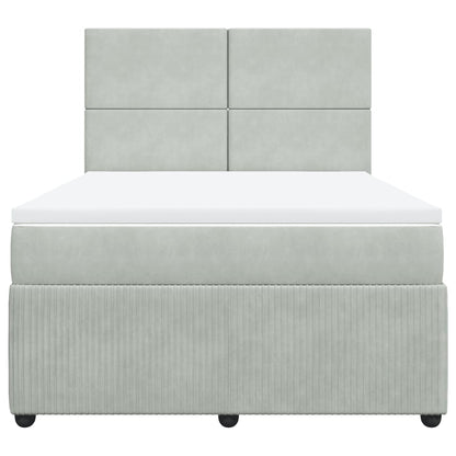 Boxspring met matras fluweel lichtgrijs 160x200 cm