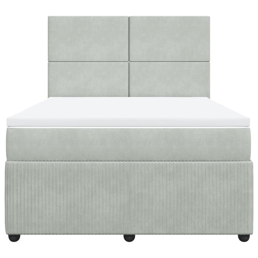 Boxspring met matras fluweel lichtgrijs 160x200 cm