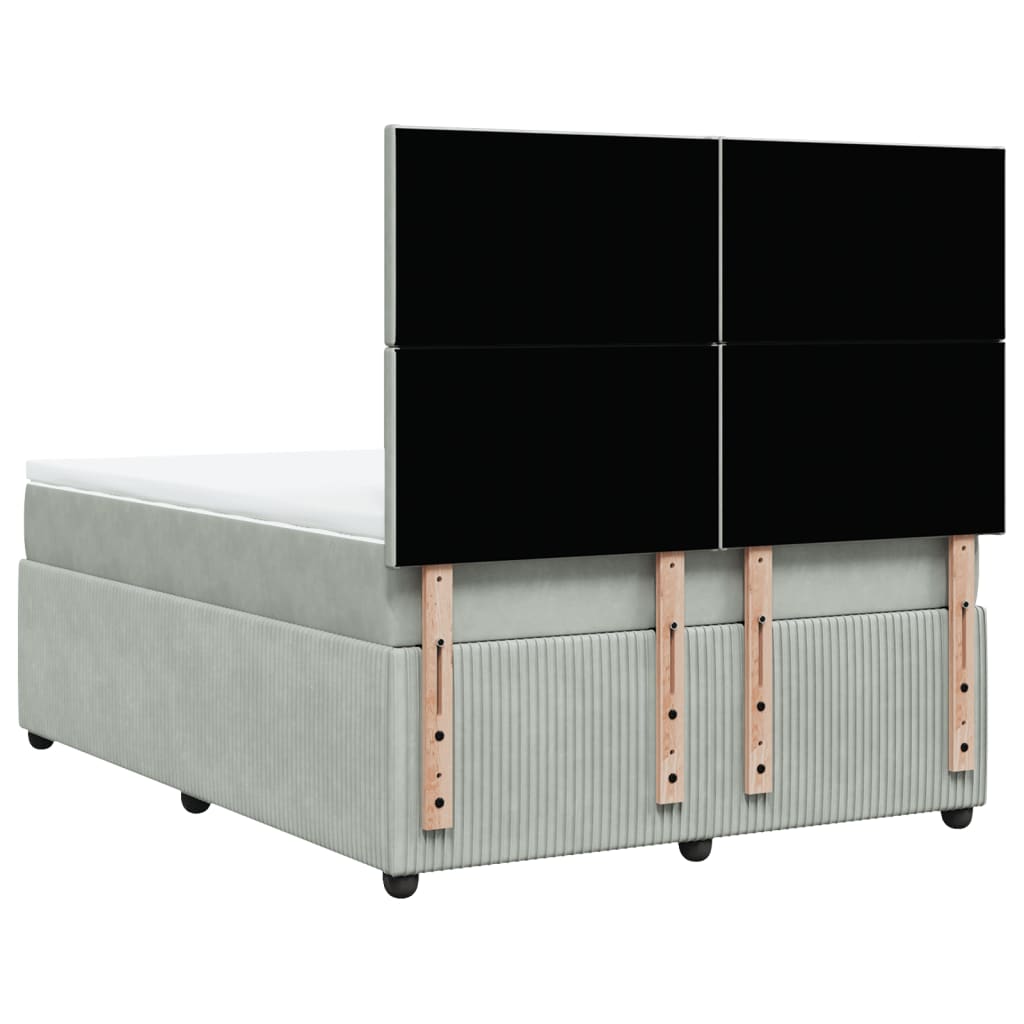 Boxspring met matras fluweel lichtgrijs 160x200 cm