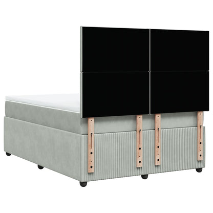 Boxspring met matras fluweel lichtgrijs 160x200 cm