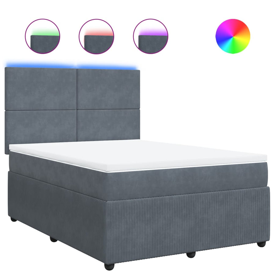 Boxspring met matras fluweel donkergrijs 160x200 cm