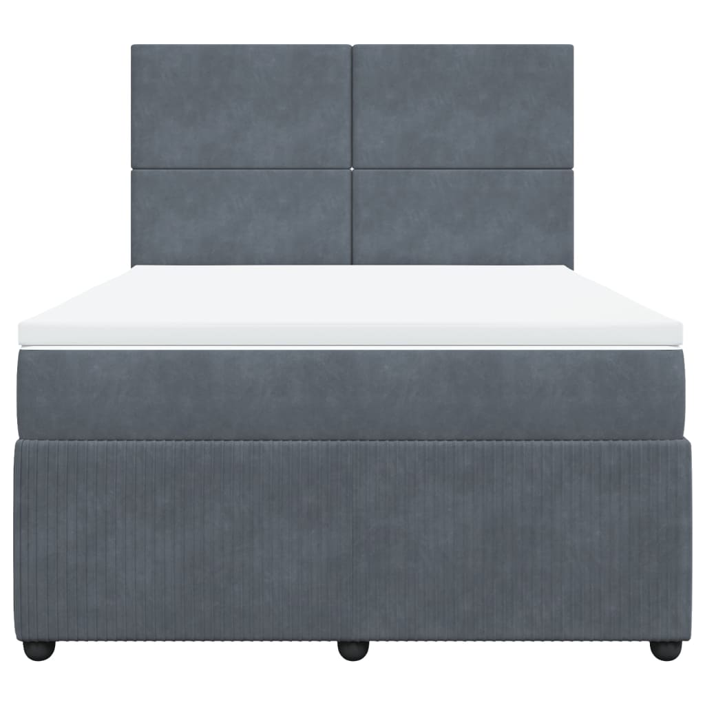 Boxspring met matras fluweel donkergrijs 160x200 cm