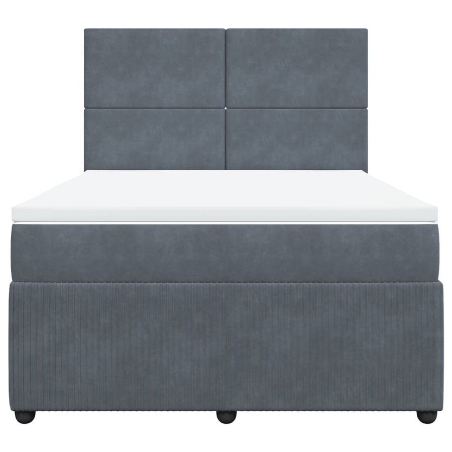 Boxspring met matras fluweel donkergrijs 160x200 cm