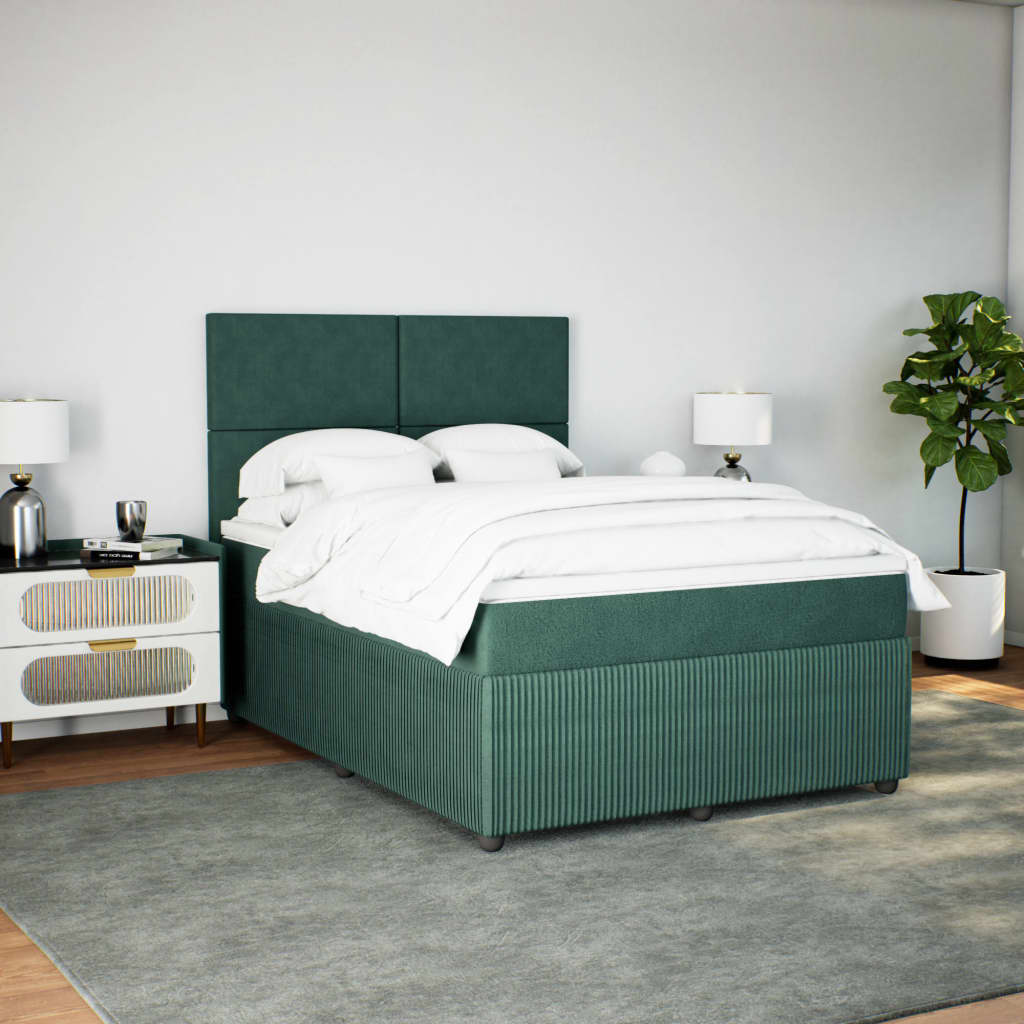 Boxspring met matras fluweel donkergroen 160x200 cm