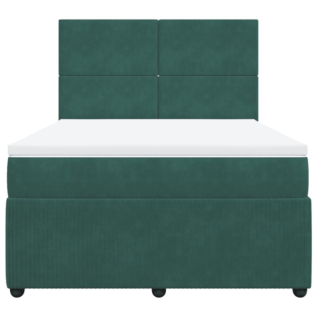 Boxspring met matras fluweel donkergroen 160x200 cm