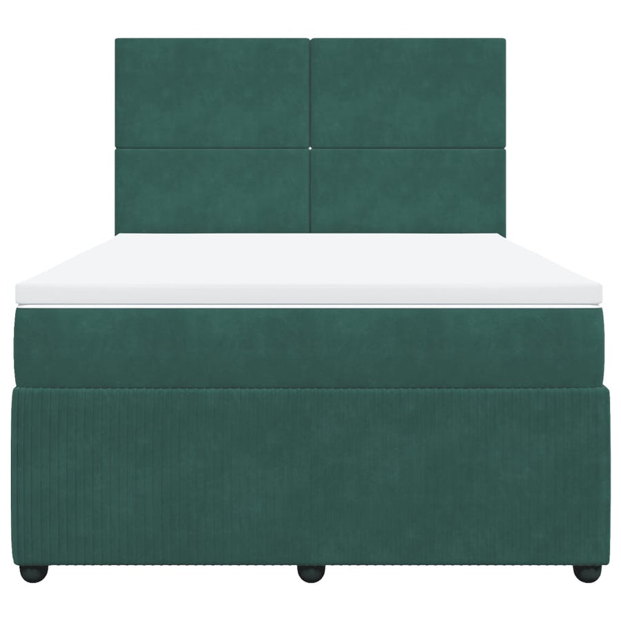 Boxspring met matras fluweel donkergroen 160x200 cm
