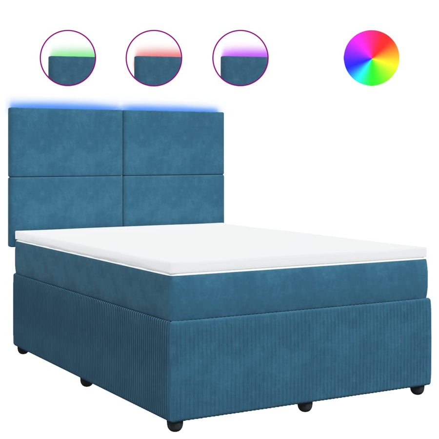 Boxspring met matras fluweel blauw 160x200 cm