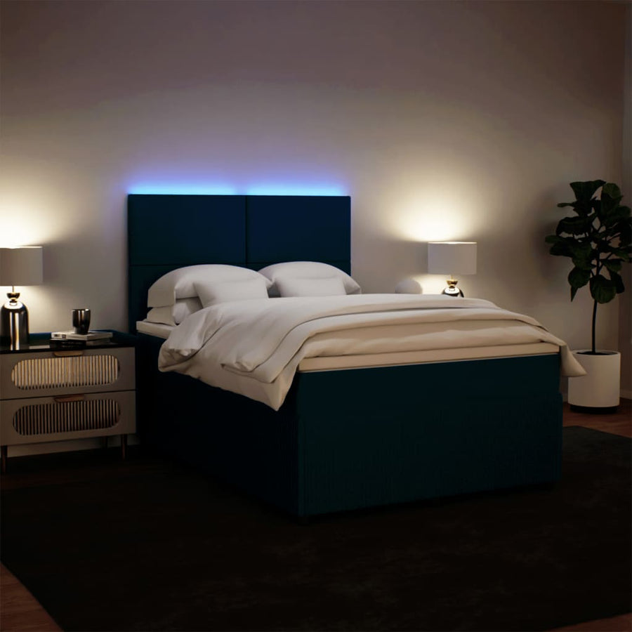 Boxspring met matras fluweel blauw 160x200 cm