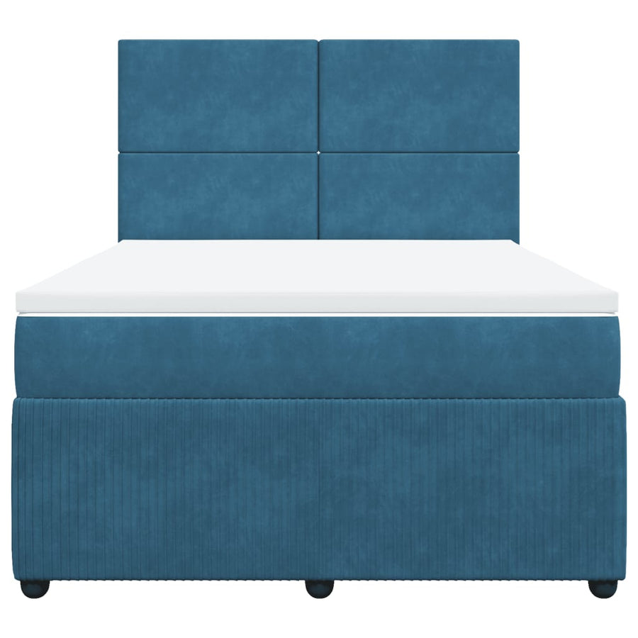 Boxspring met matras fluweel blauw 160x200 cm