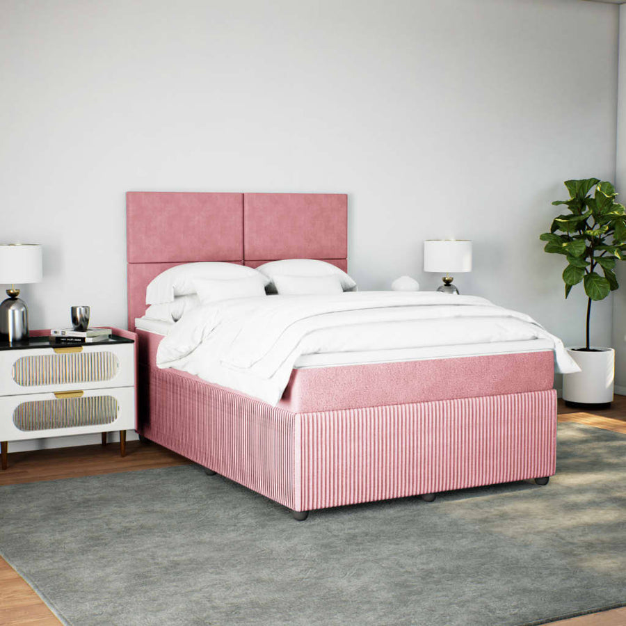 Boxspring met matras fluweel roze 160x200 cm