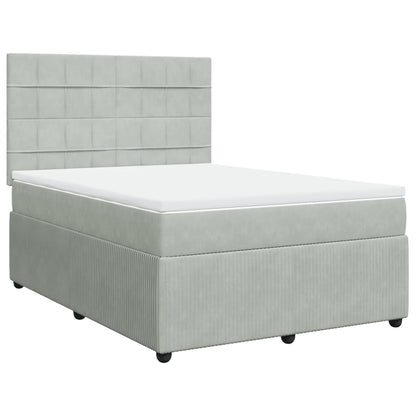 Boxspring met matras fluweel lichtgrijs 160x200 cm