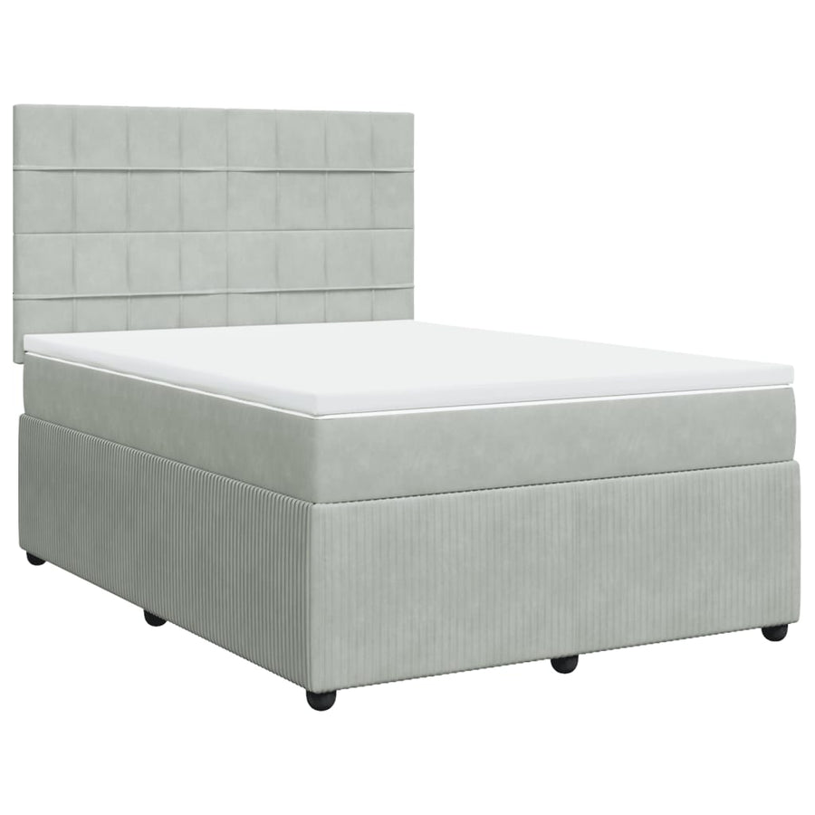 Boxspring met matras fluweel lichtgrijs 160x200 cm