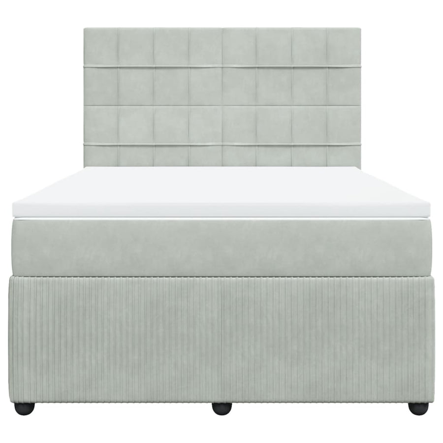 Boxspring met matras fluweel lichtgrijs 160x200 cm