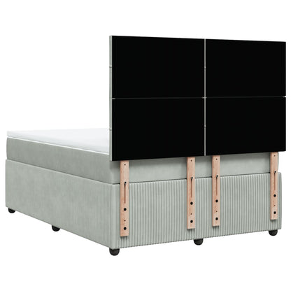 Boxspring met matras fluweel lichtgrijs 160x200 cm