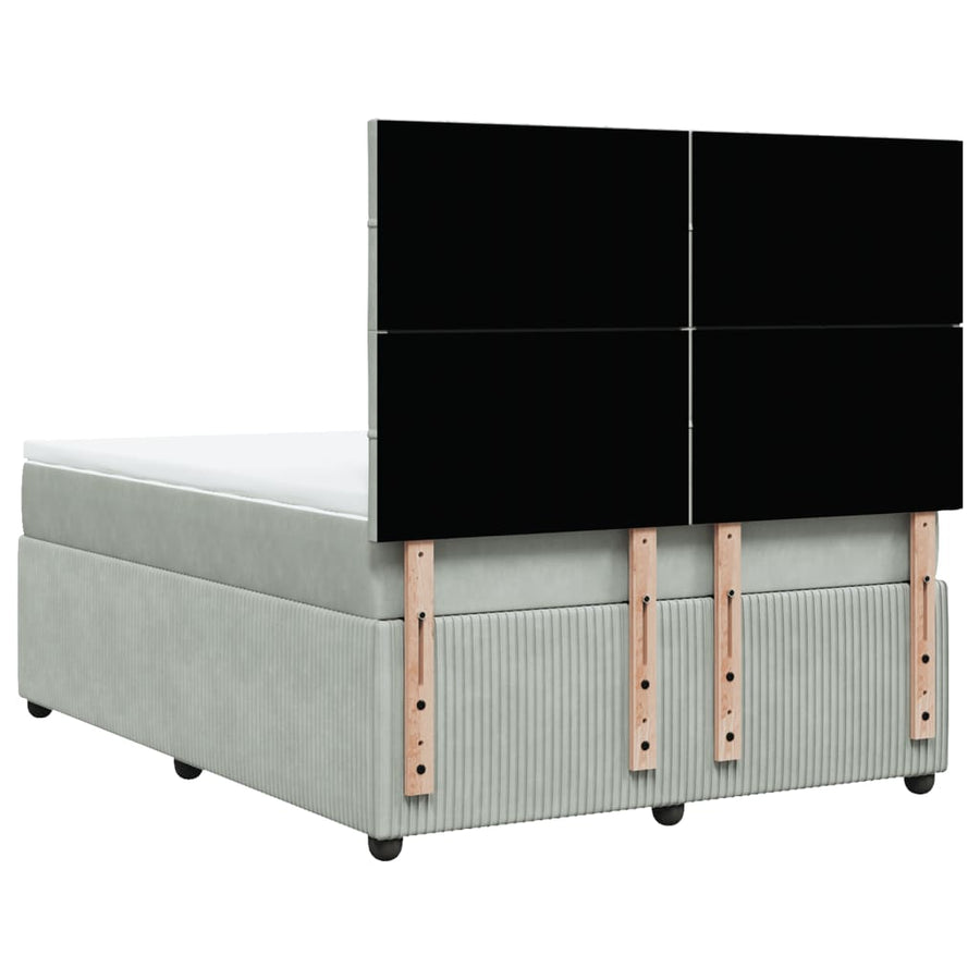 Boxspring met matras fluweel lichtgrijs 160x200 cm