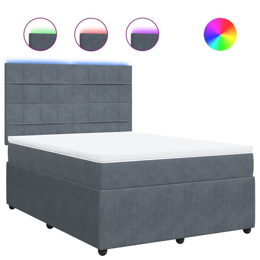 Boxspring met matras fluweel donkergrijs 160x200 cm