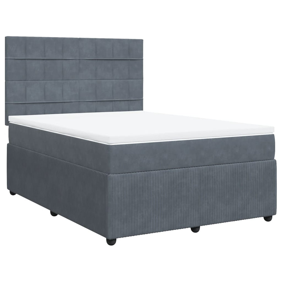 Boxspring met matras fluweel donkergrijs 160x200 cm
