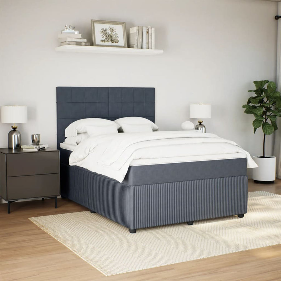 Boxspring met matras fluweel donkergrijs 160x200 cm