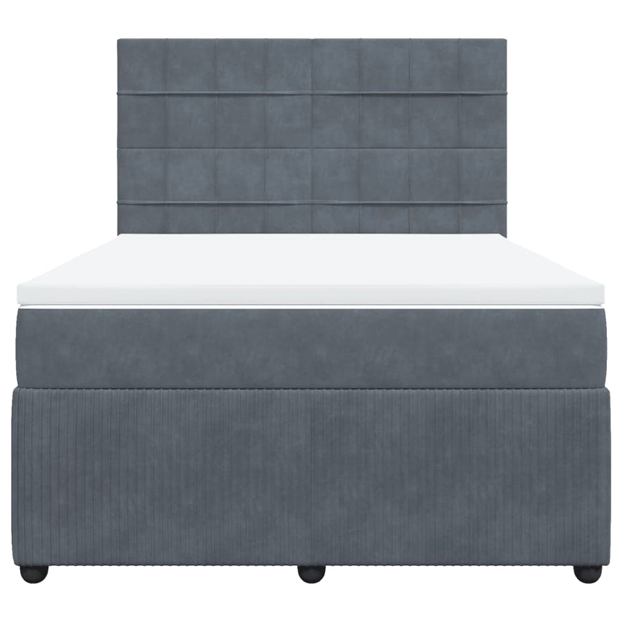 Boxspring met matras fluweel donkergrijs 160x200 cm