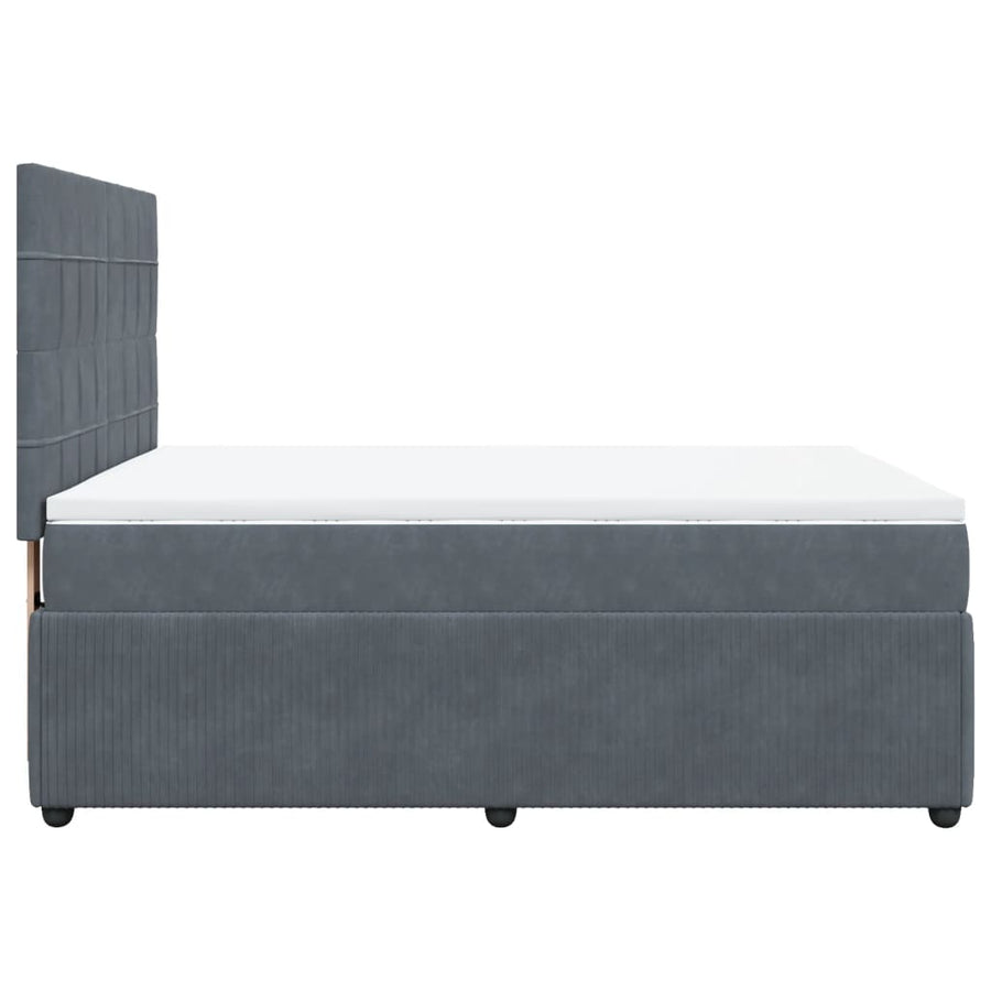 Boxspring met matras fluweel donkergrijs 160x200 cm