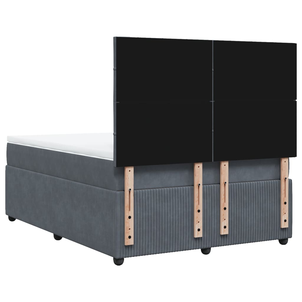 Boxspring met matras fluweel donkergrijs 160x200 cm