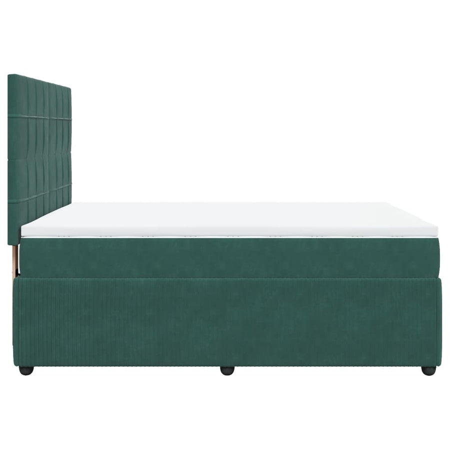 Boxspring met matras fluweel donkergroen 160x200 cm