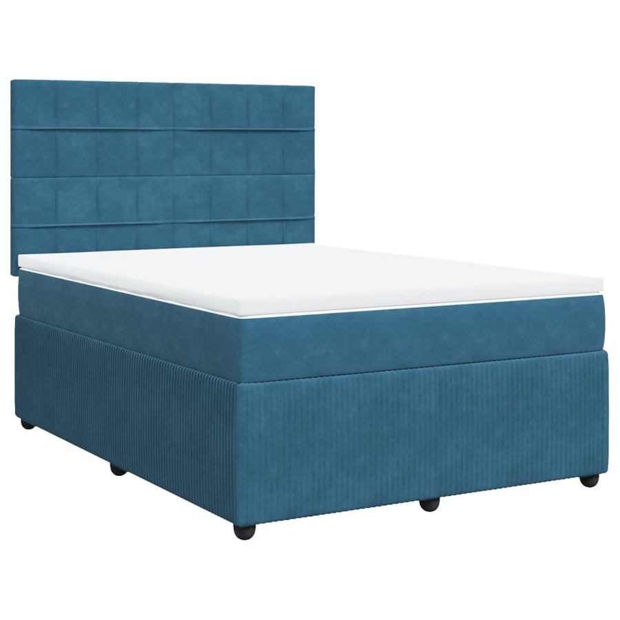 Boxspring met matras fluweel blauw 160x200 cm