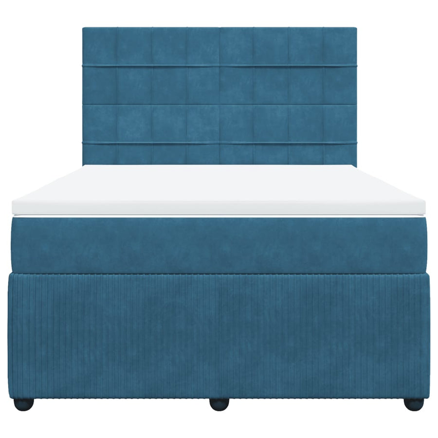 Boxspring met matras fluweel blauw 160x200 cm