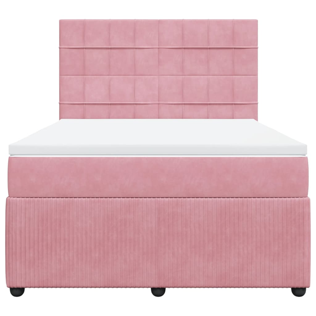 Boxspring met matras fluweel roze 160x200 cm