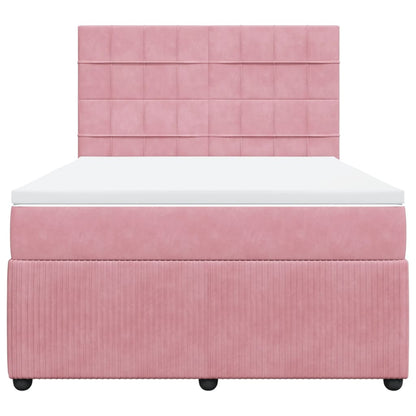 Boxspring met matras fluweel roze 160x200 cm