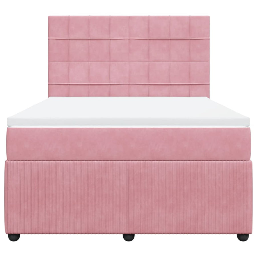 Boxspring met matras fluweel roze 160x200 cm