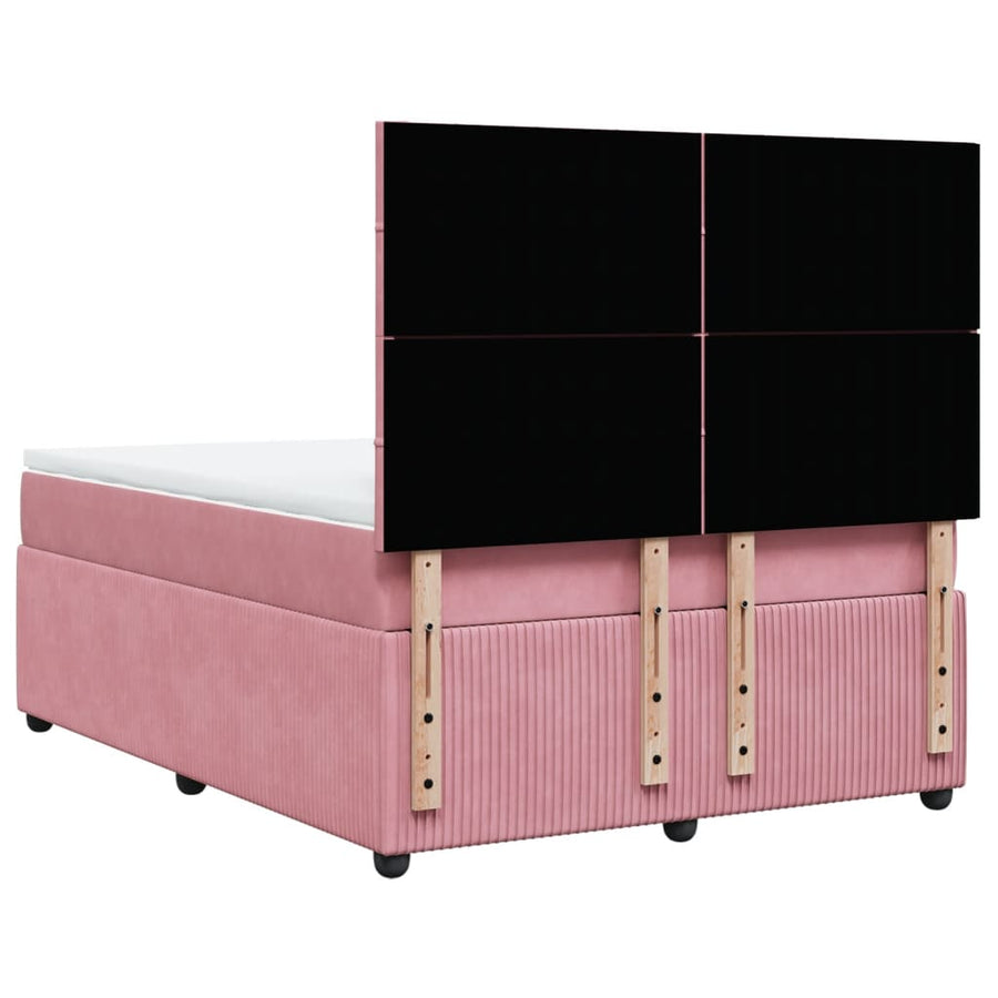 Boxspring met matras fluweel roze 160x200 cm