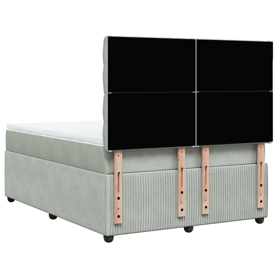 Boxspring met matras fluweel lichtgrijs 160x200 cm