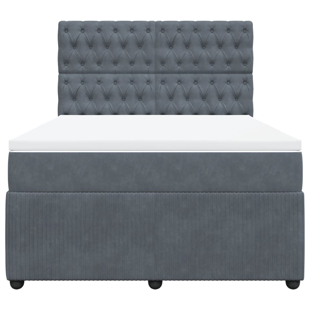 Boxspring met matras fluweel donkergrijs 160x200 cm