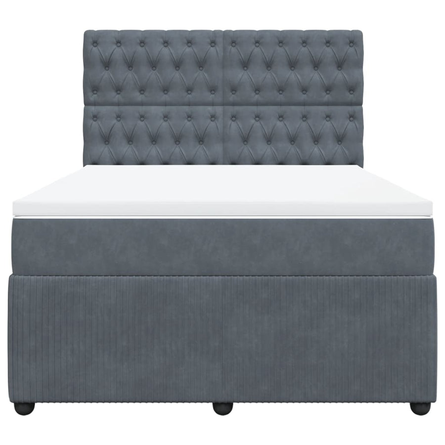 Boxspring met matras fluweel donkergrijs 160x200 cm