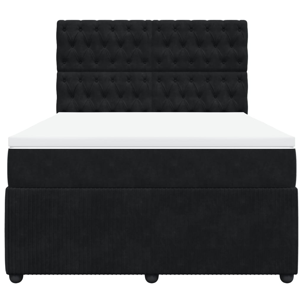 Boxspring met matras fluweel zwart 160x200 cm