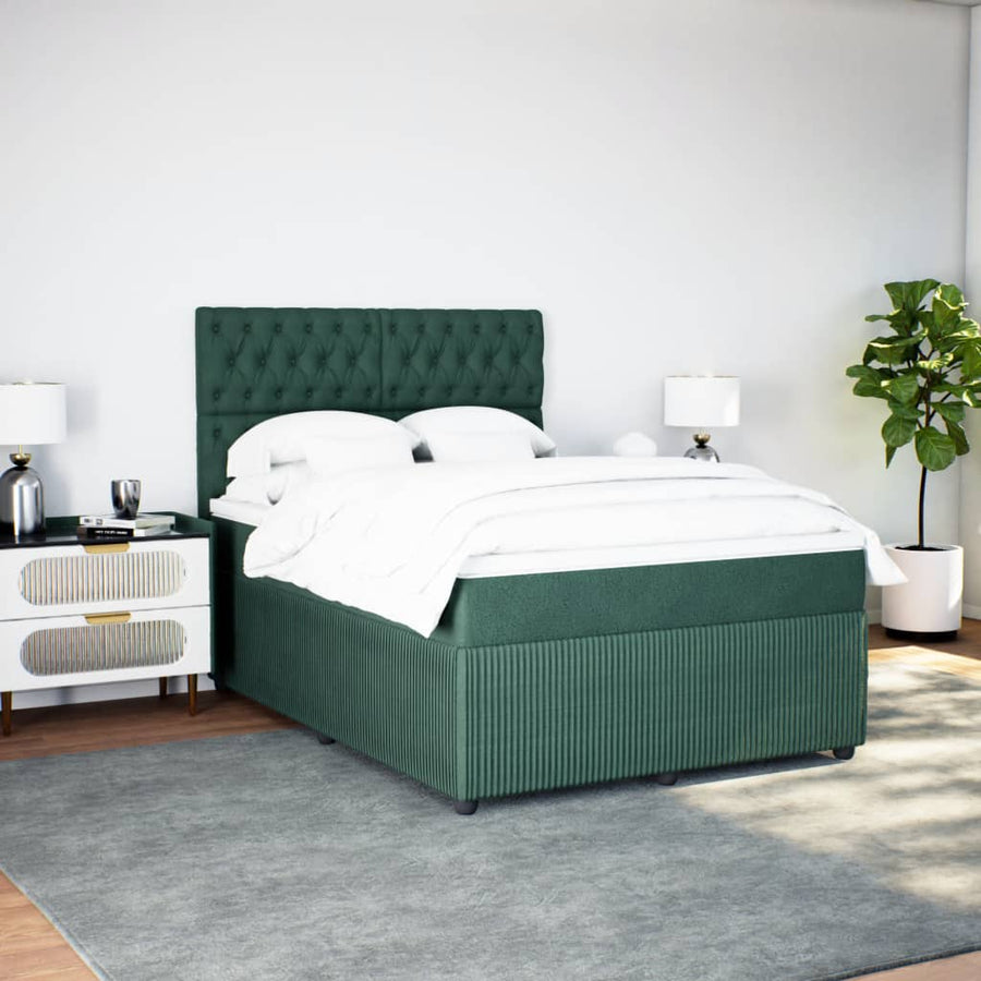 Boxspring met matras fluweel donkergroen 160x200 cm
