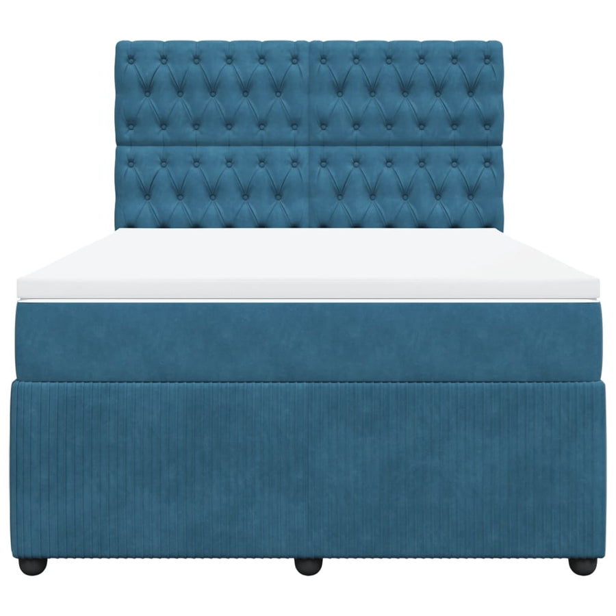 Boxspring met matras fluweel blauw 160x200 cm