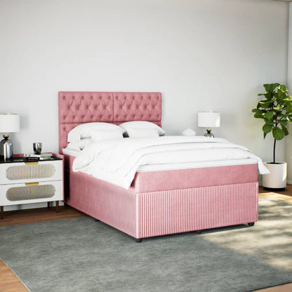 Boxspring met matras fluweel roze 160x200 cm