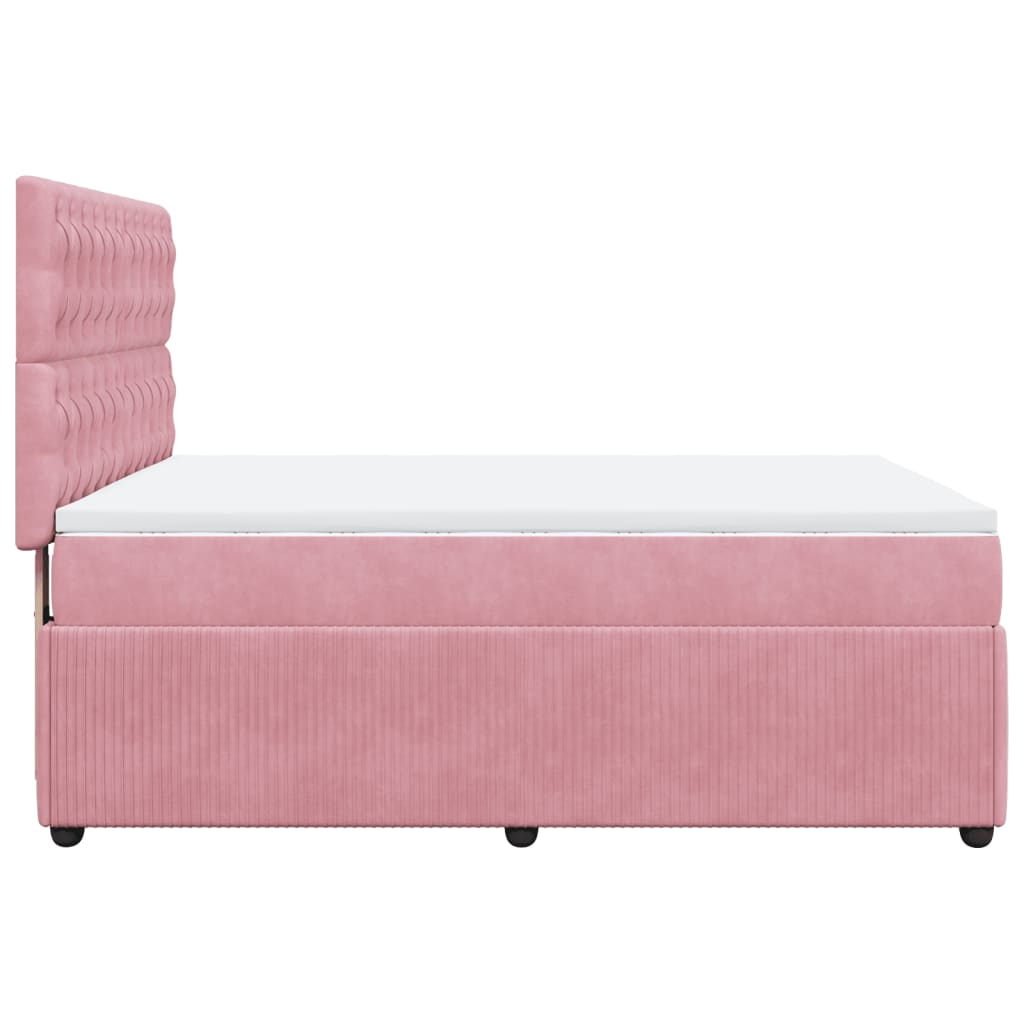 Boxspring met matras fluweel roze 160x200 cm