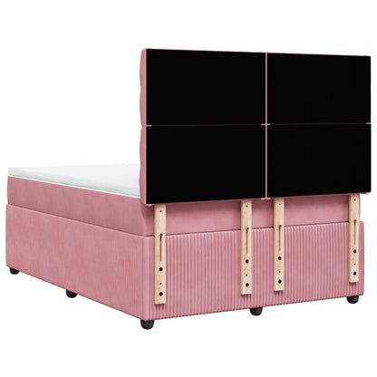 Boxspring met matras fluweel roze 160x200 cm