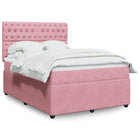 Boxspring met matras fluweel roze 160x200 cm